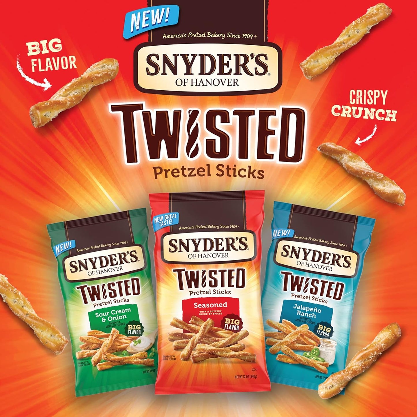 Snyder's Sour Cream & Onion Twisted Pretzels 12oz (Bag of 2)