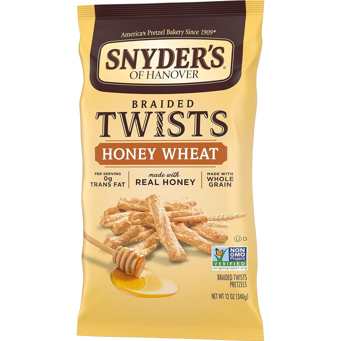 Snyder's of Hanover Pretzels Braided Twists, Honey Wheat, 12 Ounce (Pack of 12)