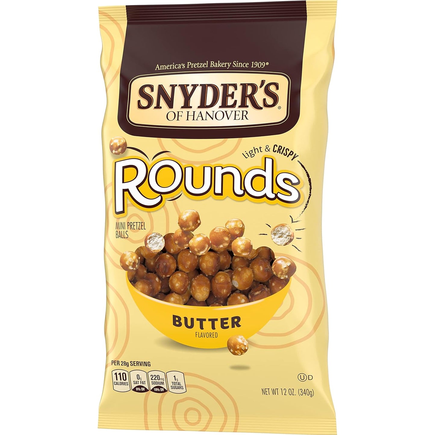 Snyder's of Hanover Pretzels, Rounds, Butter, 12 Oz