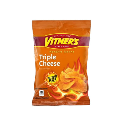 VITNER'S Sizzlin' Hot Assortment! Crunchy Curls, Triple Cheese, & Salt & Sour 30 1 oz Bags 10 Bags of each Flavor