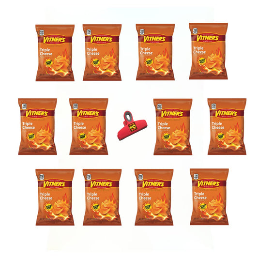 VITNER'S Original Tangy Triple Sizzlin Hot Cheese Potato Chips A Chicago Favorite 1.0 oz Bags (Pack of (12) 1.0 Oz Bags)