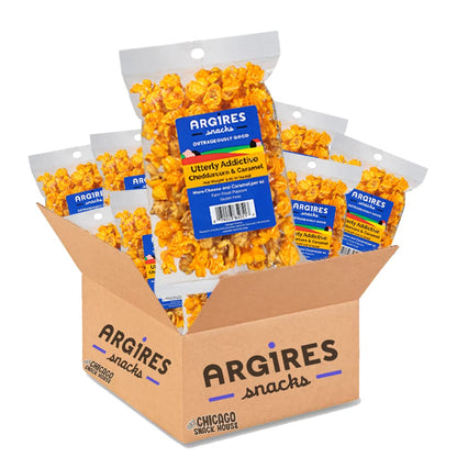 Argires Chicago Popcorn 9 pack Cheddarcorn and Caramel Mix 3 Ounce Bags - Muncie Box