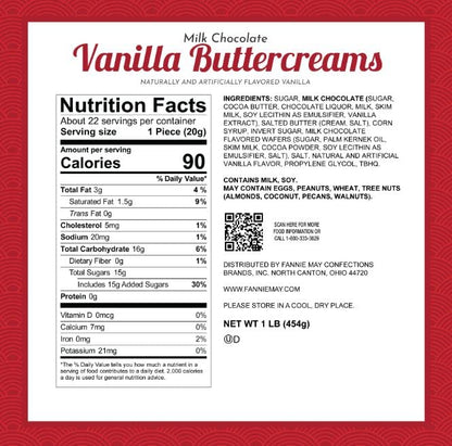 Milk Chocolate Vanilla Buttercreams Center - In Fannie May Signature Wrap By Munchie Box ((1) 1 LB Box)