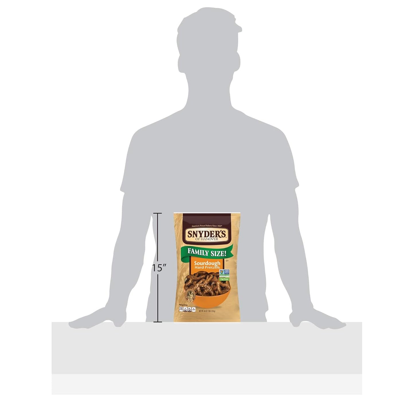 Snyder's of Hanover Pretzels, Sourdough Hard Pretzels, 16 Ounce Bag (Pack of 12)