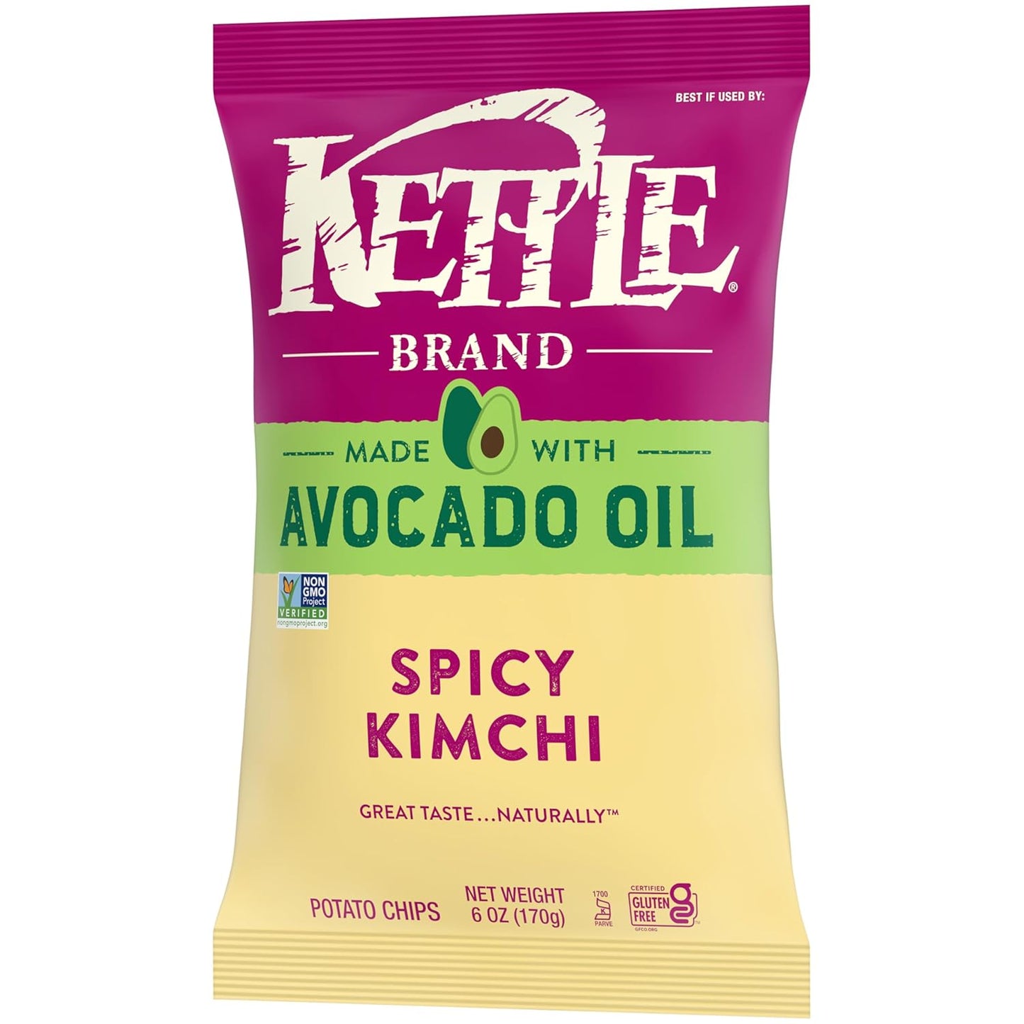 Kettle Brand Made with Avocado Oil Spicy Kimchi Potato Chips, 6 Oz Bag
