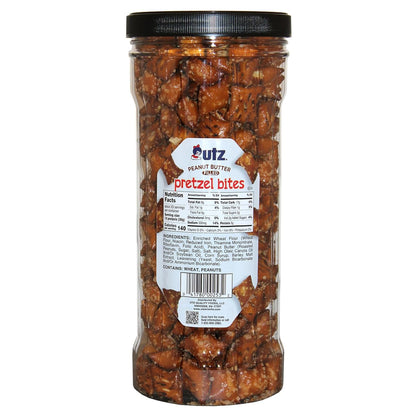 Utz Peanut Butter Pretzel Bites, 24 oz Canister (2 Count) – Crunchy Pretzel Nuggets with Creamy Peanut Butter Center, Quick Snacks with No Cholesterol, No Trans Fats, Brown