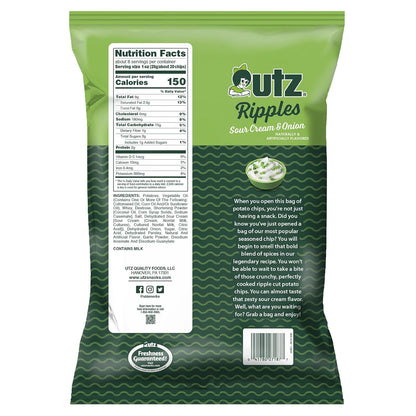 7.75 oz Utz Sour Cream & Onion Ripple Potato Chips