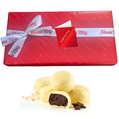 Fannie May Trinidads (toasted coconut - chocolate truffle) Signature Wrapt 1 lb. Box - Gift Basket with Gift Tag & Insulated Shipper