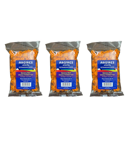 Argires Chicago 2.75 pack Savory Hot Cheezy Cheddarcorn Popcorn 3 oz Bags - Chicago Snack House