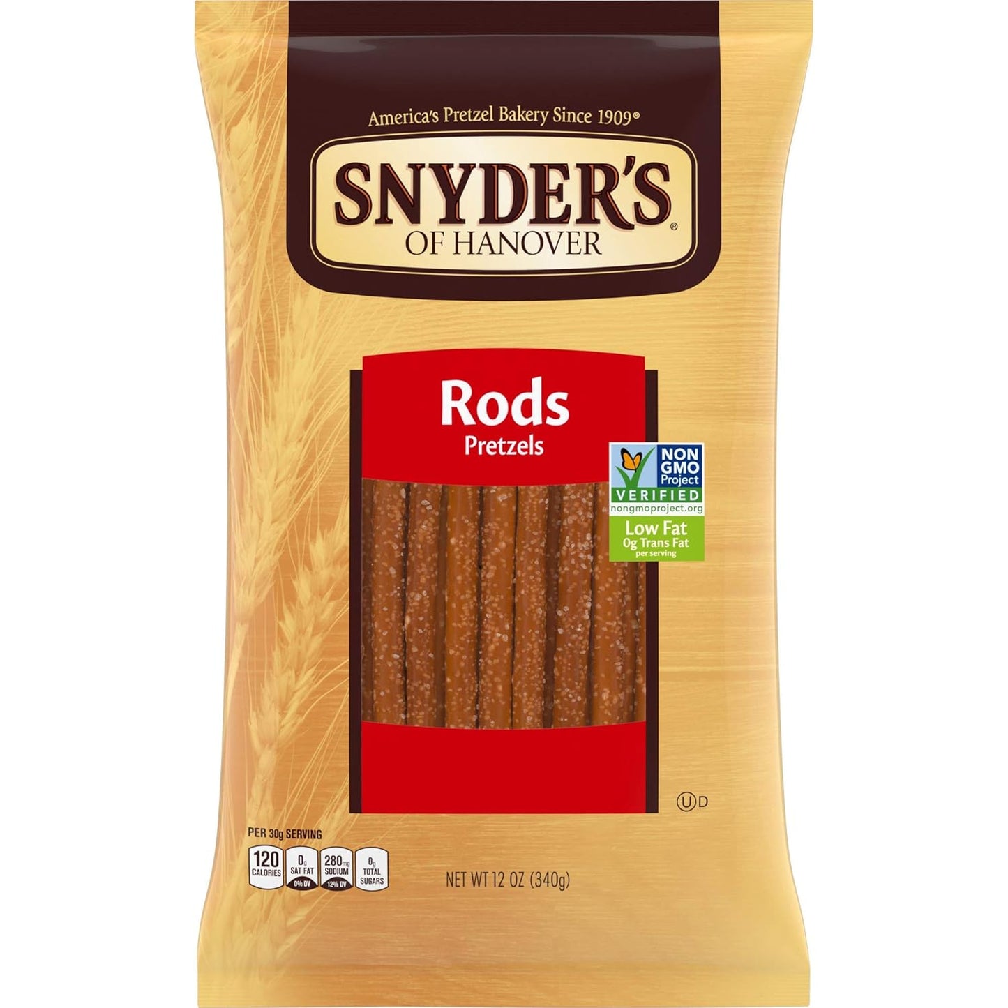 Snyder's of Hanover, Pretzel Rods, 12 Oz Bag Pack of 4