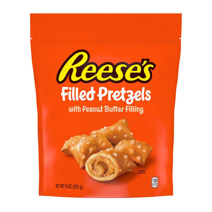 Reese's Filled Pretzels, Peanut Butter and Strawberry Flavored Pretzel Nuggets, Crunchy, Ready to Eat, Sweet and Salty Snack, 18 oz Cannister