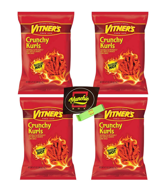VITNER'S Krunchy Kurls An old Chicago Original flavor, The Munchie box Bundle (Pack of (4) 8.75 oz Bags)