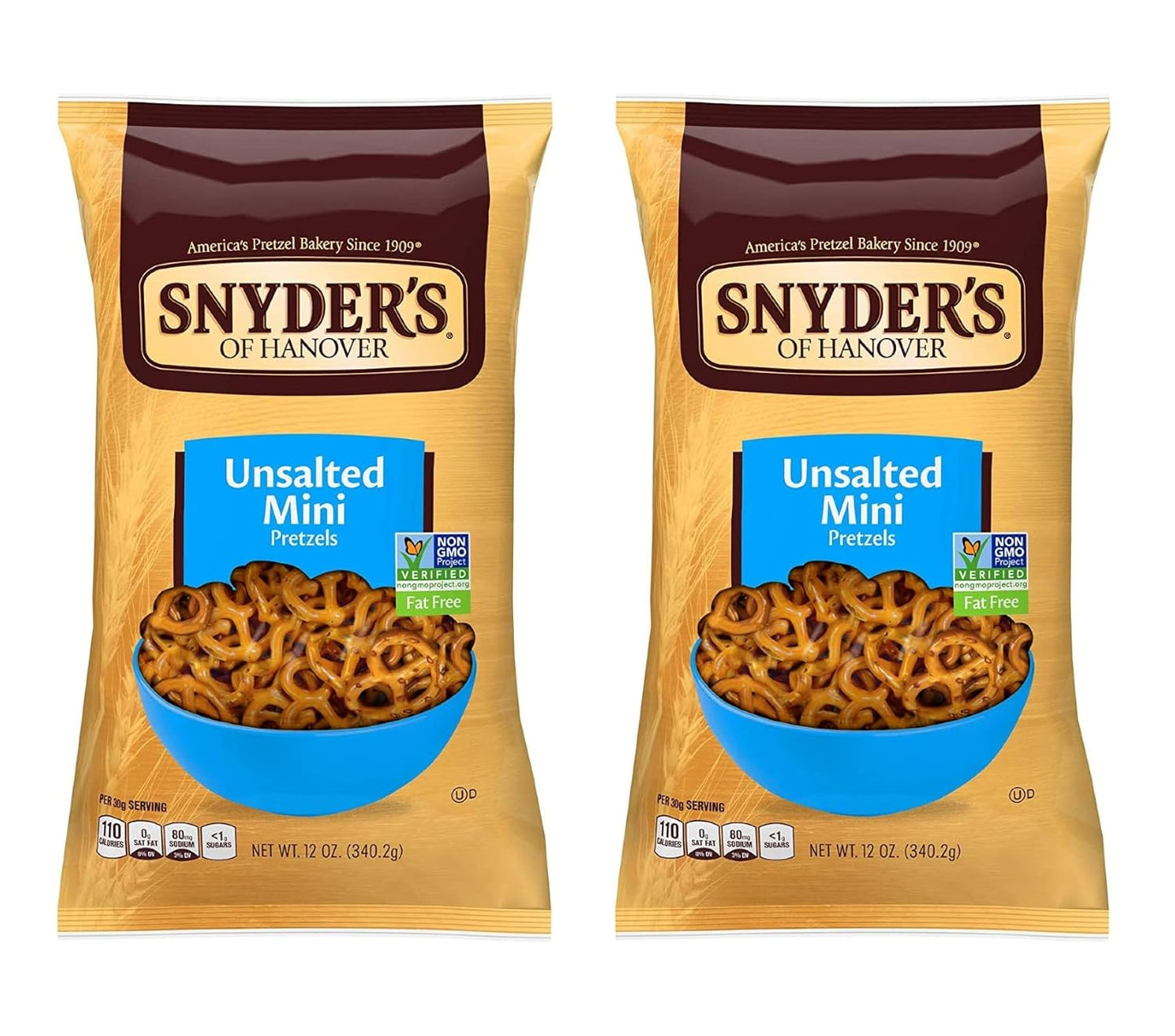 Snyder's of Hanover Mini-Unsalted Pretzel - 12 oz - 2 pk