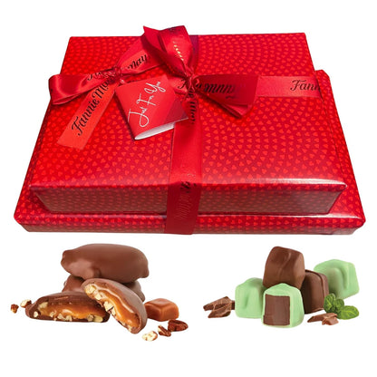 Fannie May Gift Wrapped Bundle - 2 Packages with Ribbon & Gift Tag - 1 lb Pixies, 1 lb Mint Meltaways Variations (Holiday/Christmas/Valentine's Day)