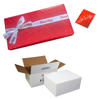 Fannie May Milk Chocolate Carmarsh 1 lb Gift Wrapped Combo with Artistix Christmas Shoppe Gift Tag