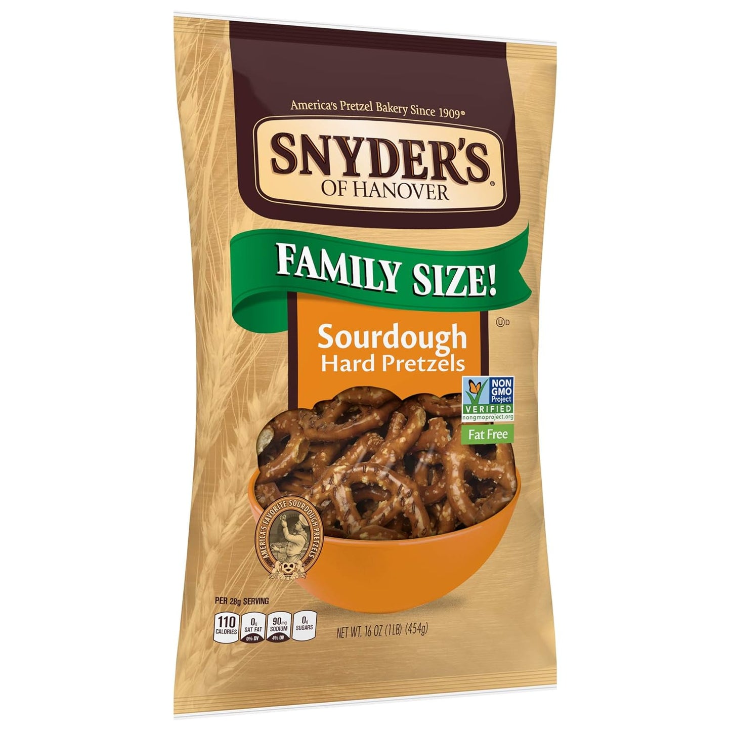 Snyder's of Hanover Pretzels, Sourdough Hard Pretzels, 16 Ounce Bag (Pack of 12)