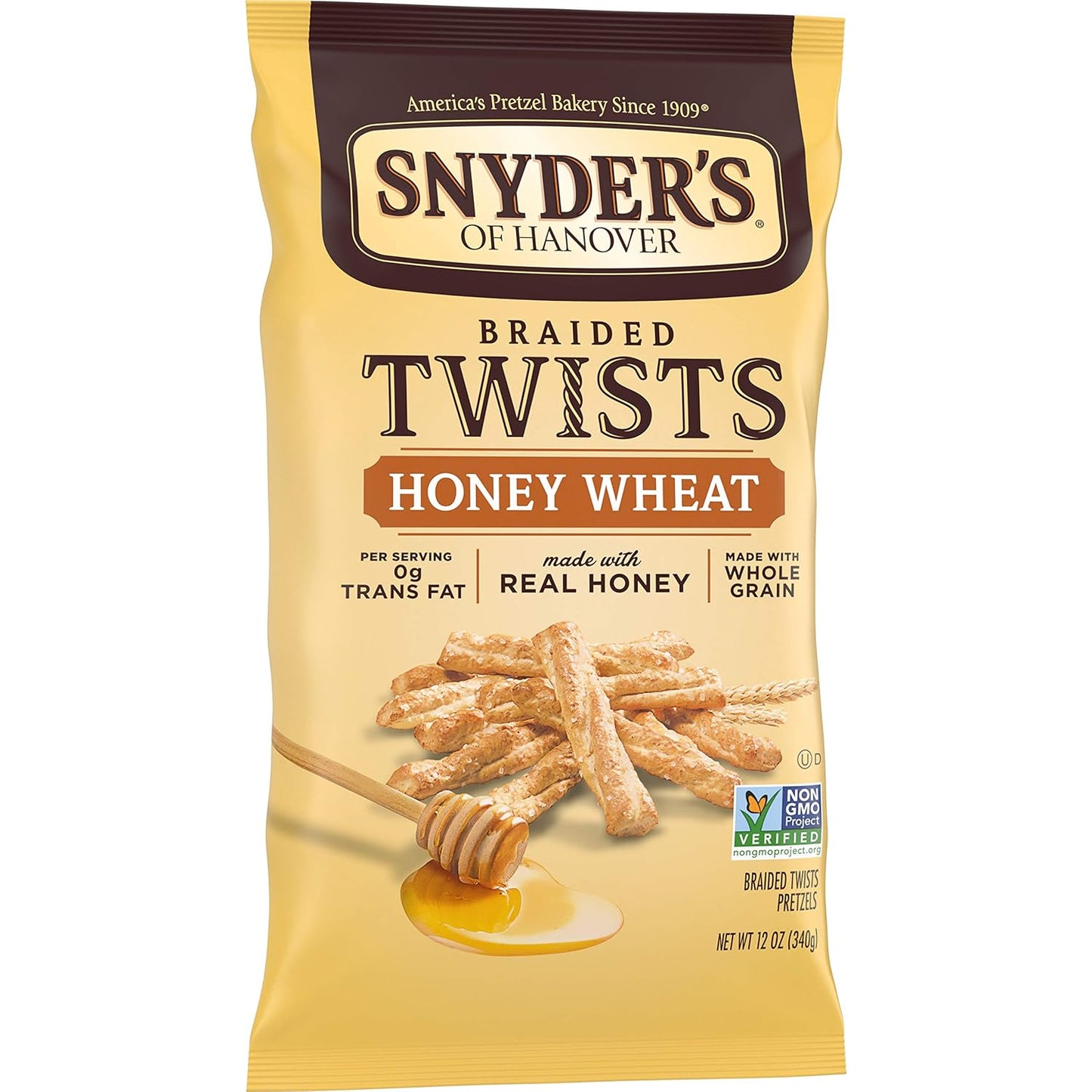Snyder's of Hanover Pretzels Braided Twists, Honey Wheat, 12 Ounce (Pack of 12)