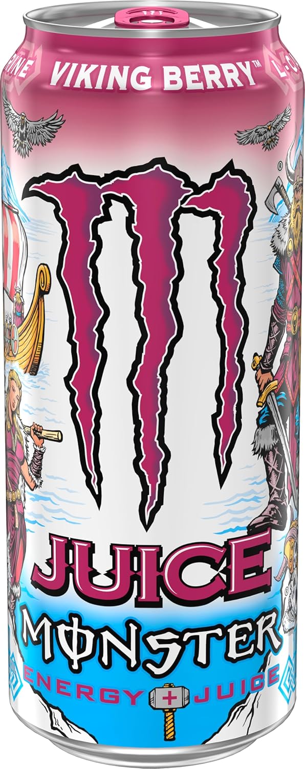 Monster Energy Juice Viking Berry, Energy Drink, 16 Ounce | Energy + Juice, Pack of 15