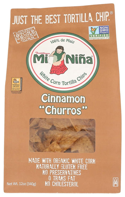Tortilleria Mi Nina, Chip Tortilla Churro Cinnamon Sugar, 12 Ounce