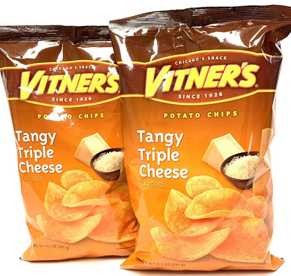 Chicago's Vitner's Tangy Triple Cheese Potato Chips 2 BIG 8.5 oz Bag pack