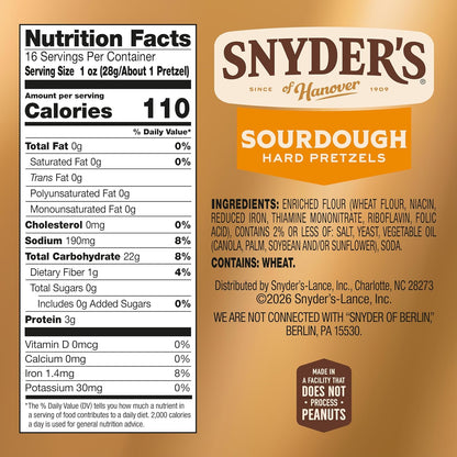 Snyder's of Hanover Sourdough Hard Pretzels, 16 Oz Bag