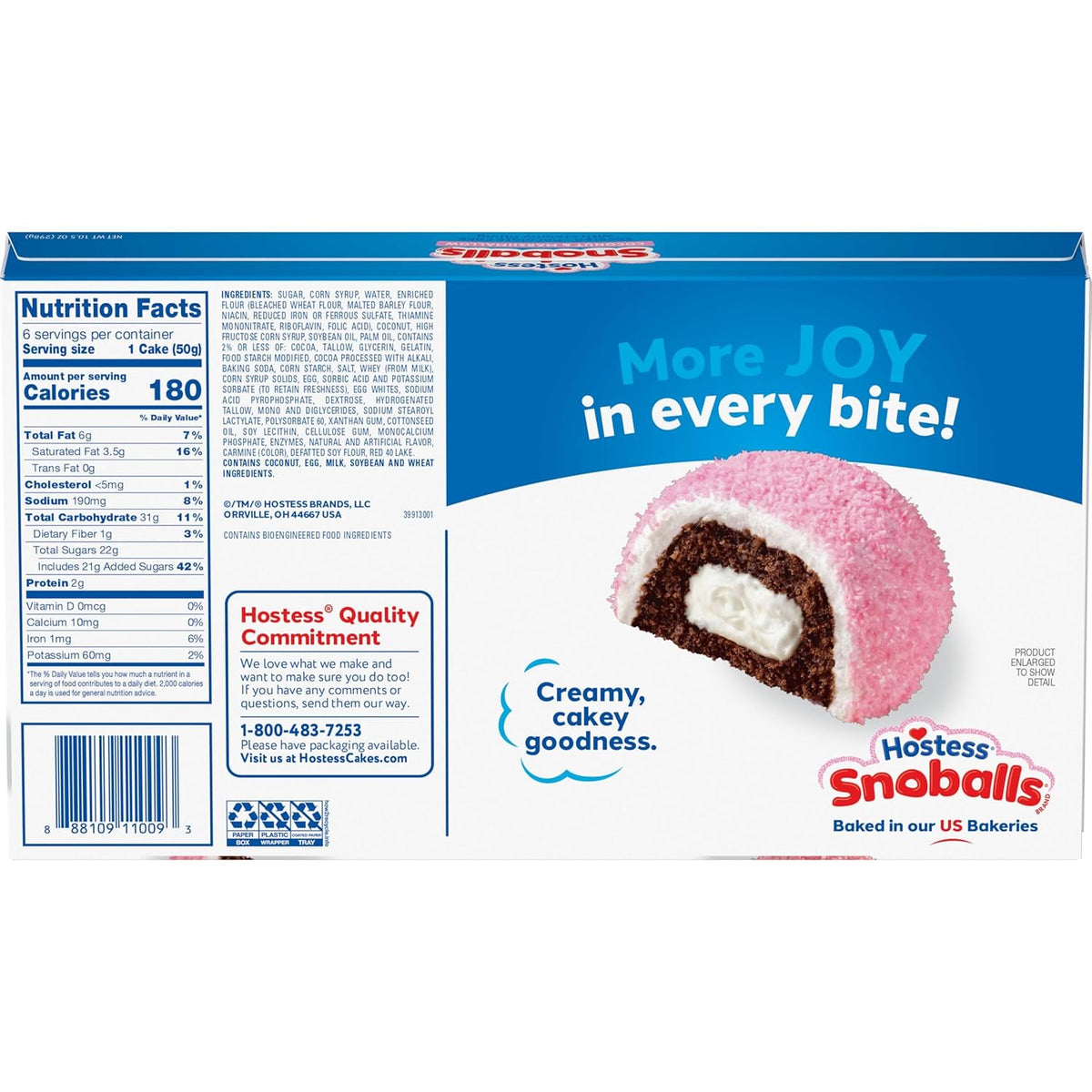 Hostess SnoBalls, 6 Count (Color May Vary by Season), 10.5 Ounce