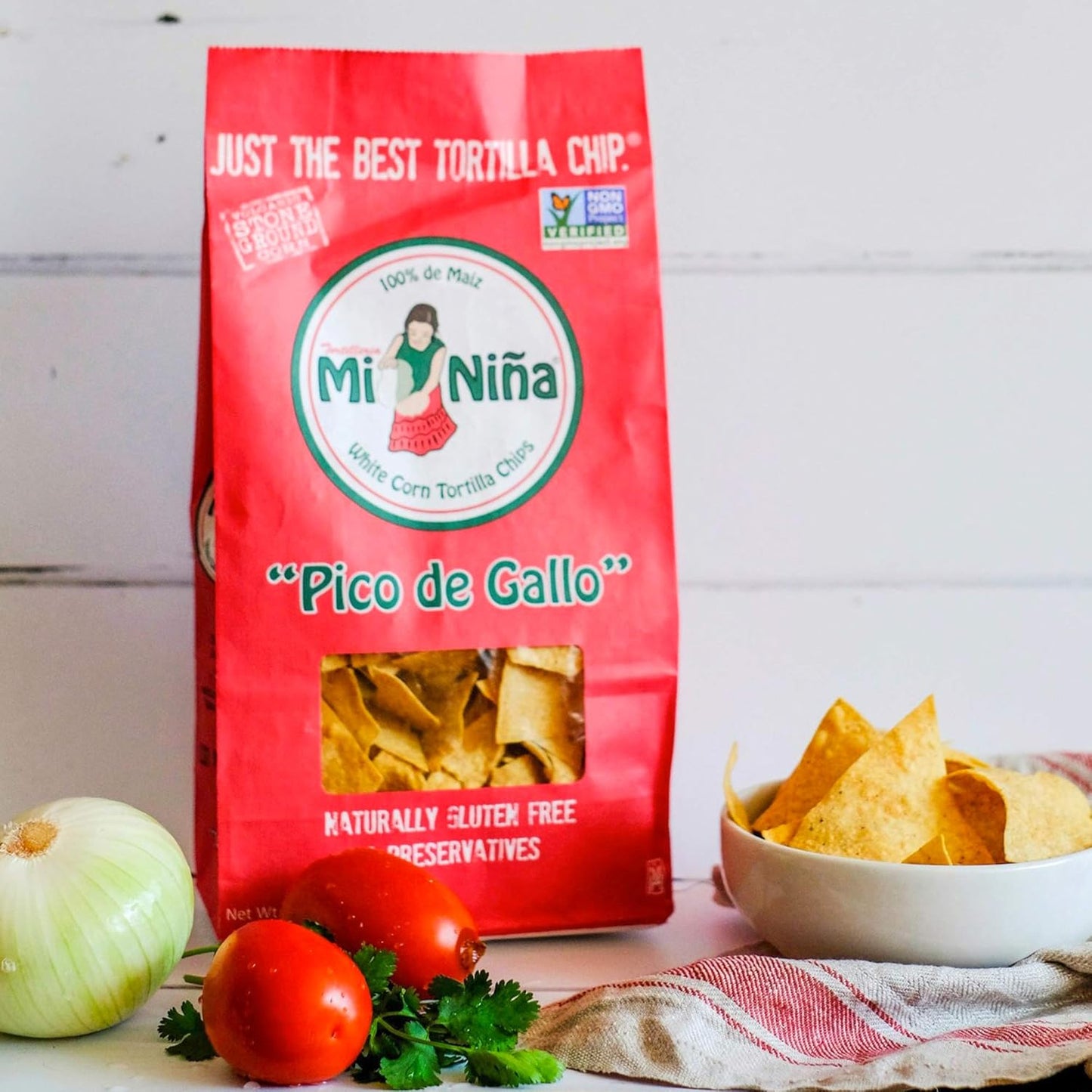 Mi Nina Tortilla Chips Pico de Gallo | Pack of 3 12 oz. bags