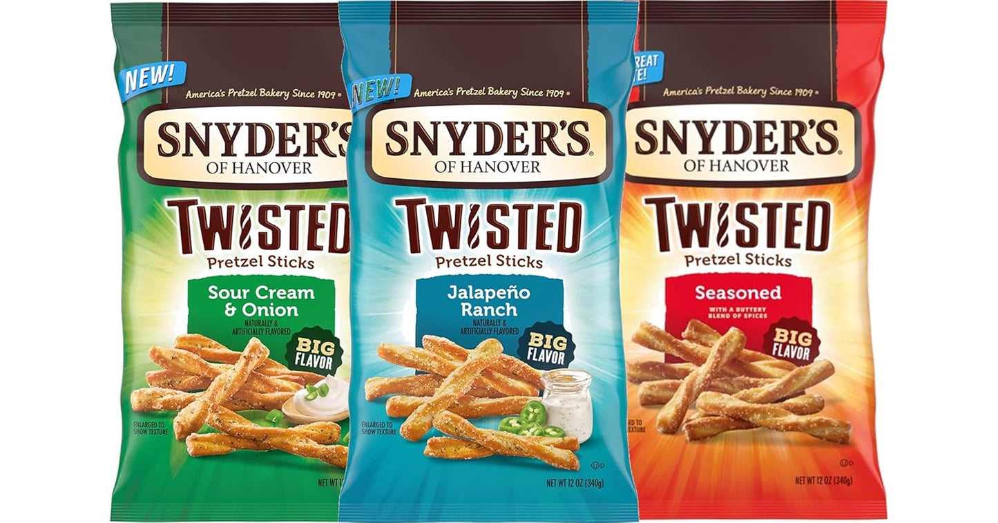 Snyder's of Hanover Twisted Pretzel Sticks Variety 3-Pack,12 Oz. Bags