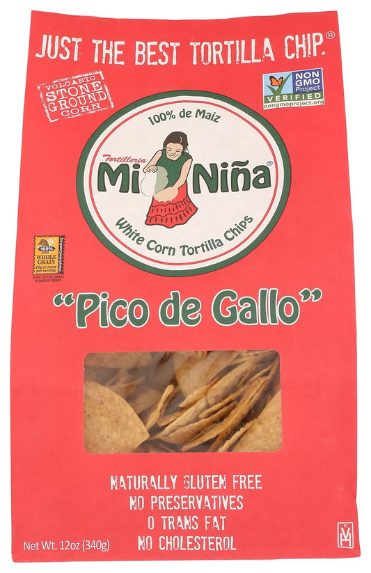 Tortilleria Mi Nina, Chip Tortilla White Corn Pico De Gallo, 12 Ounce