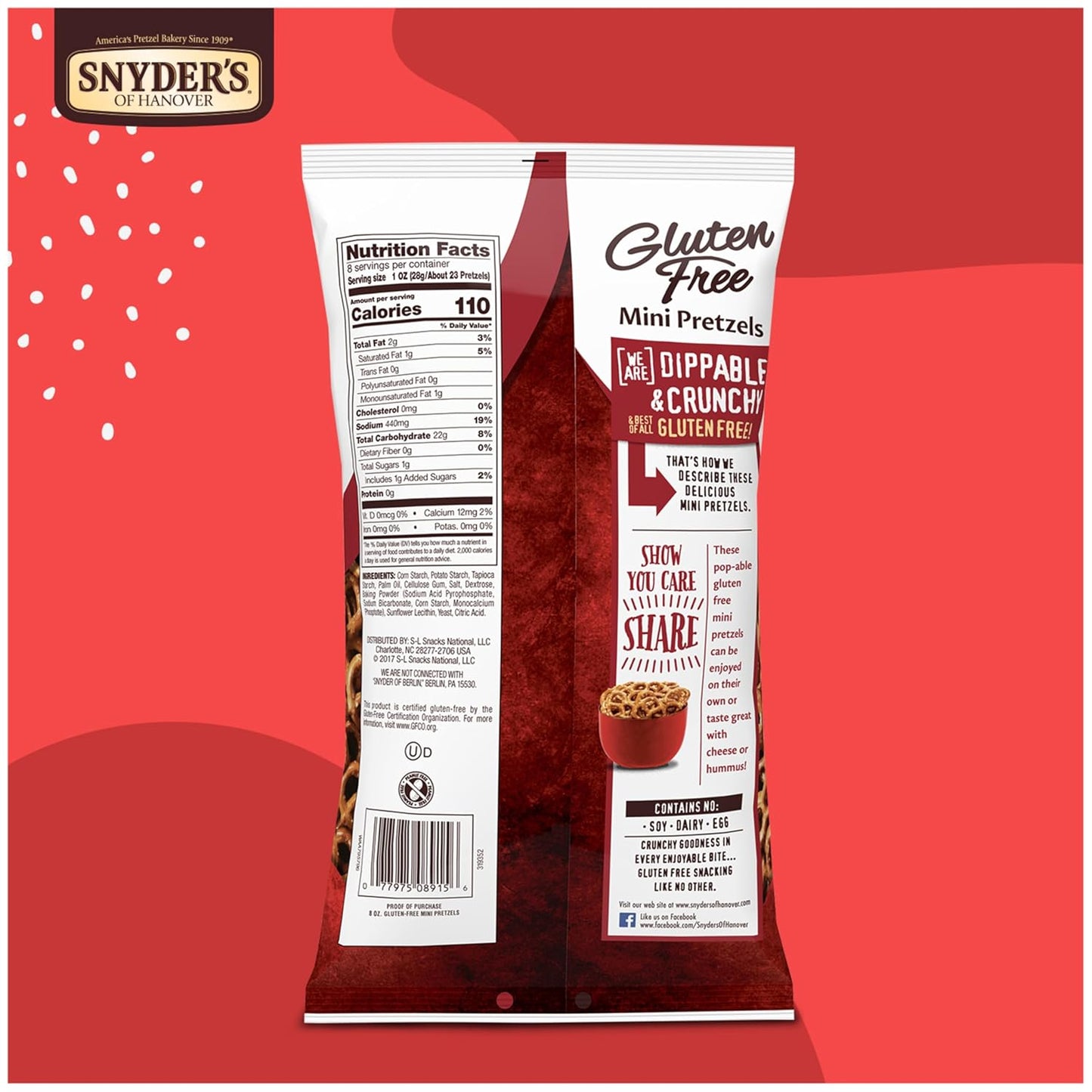 Snyder's of Hanover, Gluten Free Mini Pretzels, 8 Oz Bag