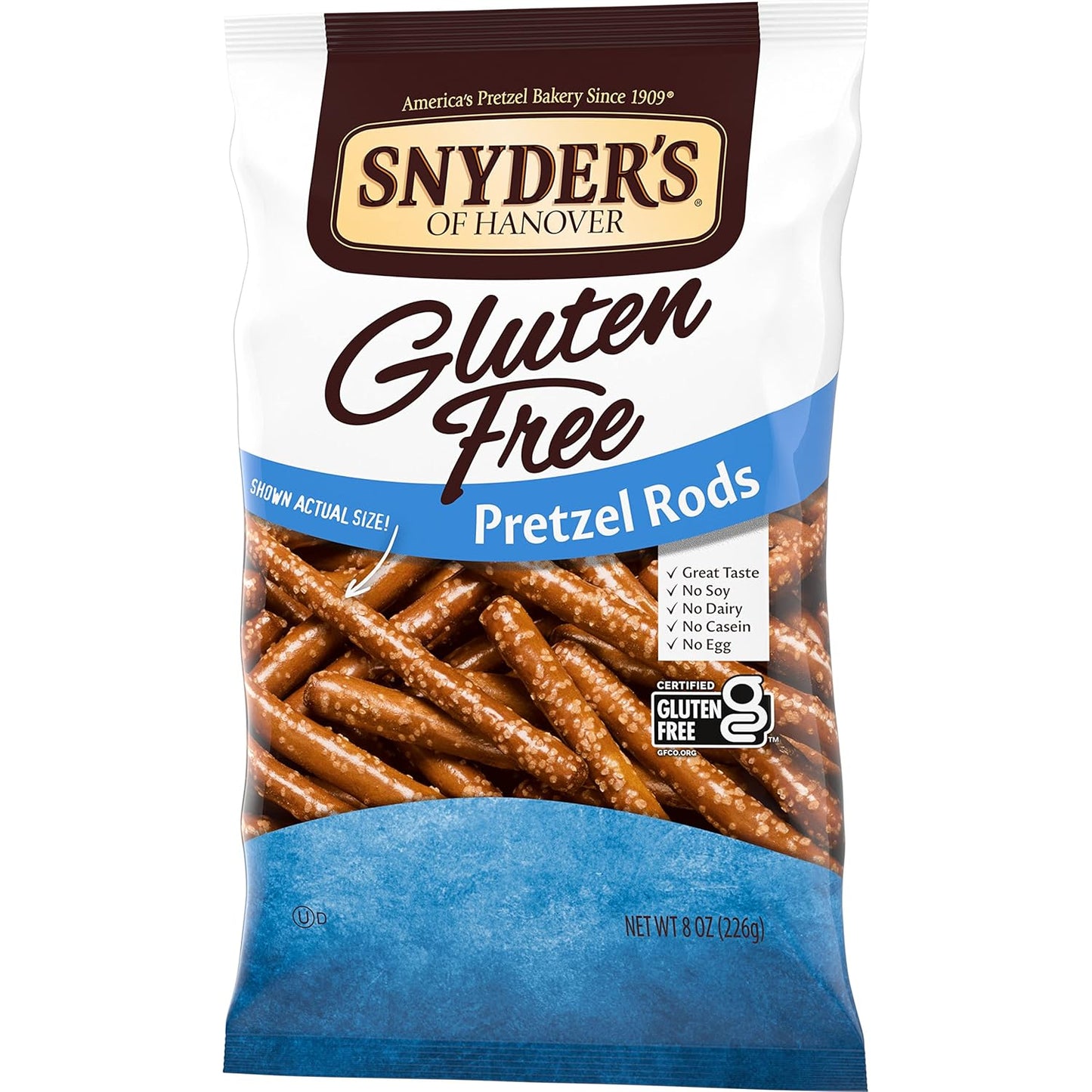 Snyder's of Hanover Gluten Free Pretzels, Gluten Free Rods, 8 Oz (Pack of 12)
