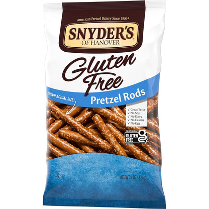Snyder's of Hanover Gluten Free Pretzels, Gluten Free Rods, 8 Oz (Pack of 12)