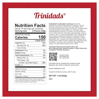 Fannie May Trinidads (toasted coconut - chocolate truffle) Signature Wrapt 1 lb. Box - Gift Basket with Gift Tag & Insulated Shipper