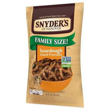 Snyder's of Hanover Pretzels, Sourdough Hard Pretzels, 16 Ounce Bag (Pack of 12)