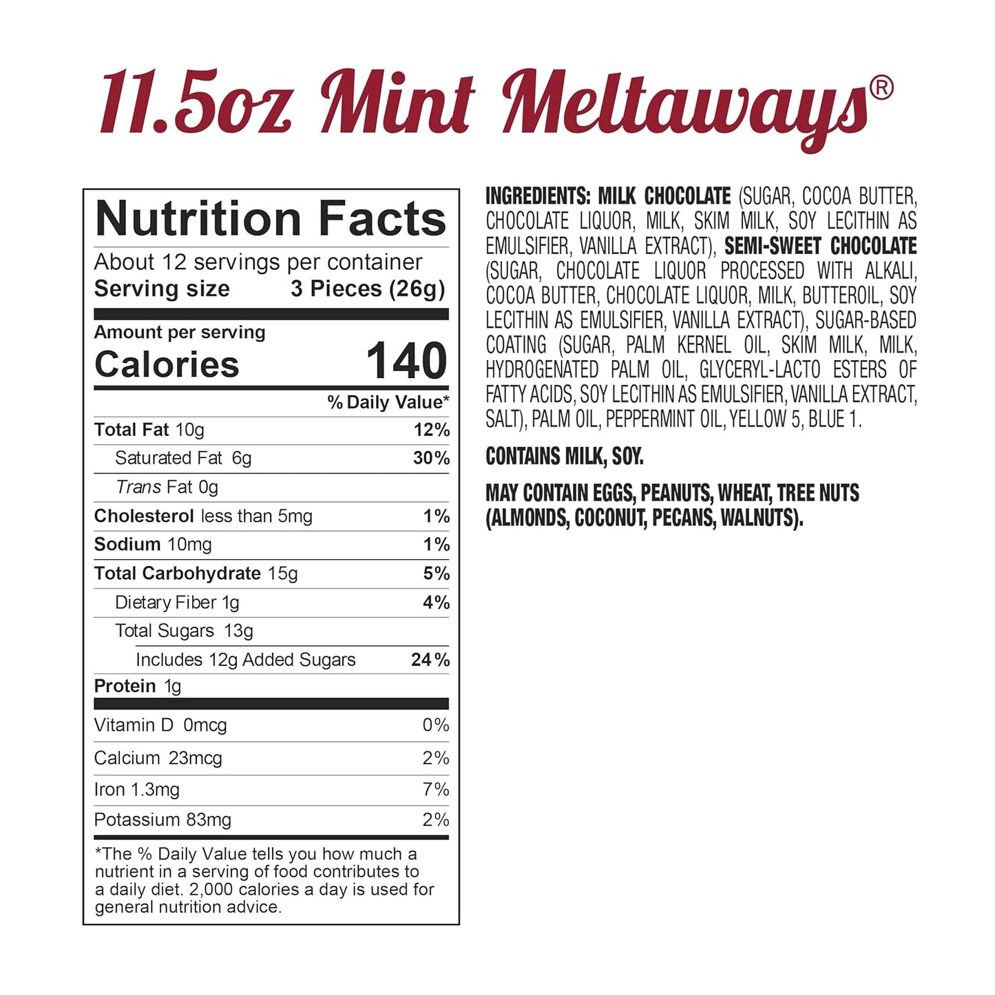 Fannie May Mint Meltaway, Mint Chocolate Candy with Milk Chocolate Pastel Coating, Holiday Chocolate Gift Box, 11.5 oz