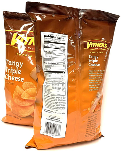 Chicago's Vitner's Tangy Triple Cheese Potato Chips 2 BIG 8.5 oz Bag pack