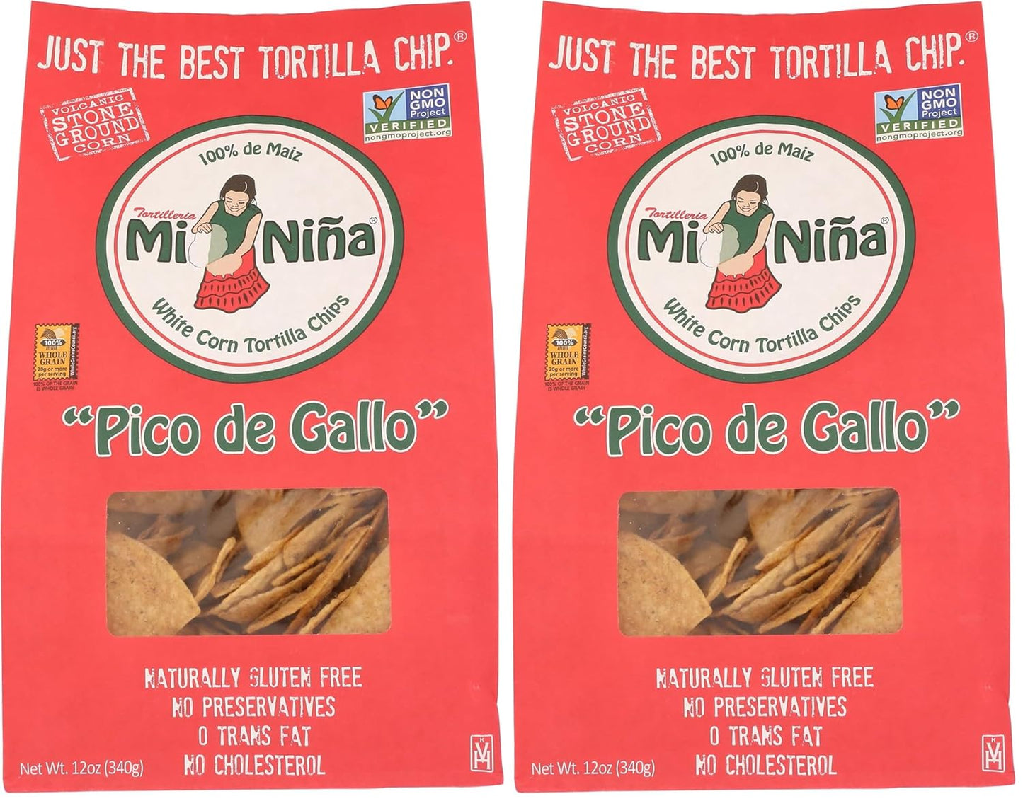 Tortilleria Mi Nina, Chip Tortilla White Corn Pico De Gallo, 12 Ounce