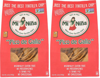 Tortilleria Mi Nina, Chip Tortilla White Corn Pico De Gallo, 12 Ounce