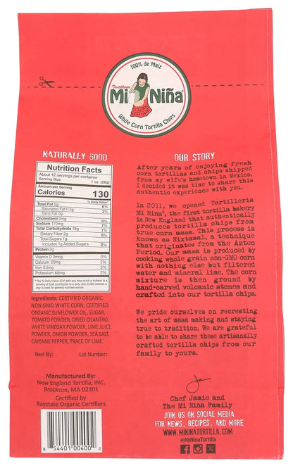 Tortilleria Mi Nina, Chip Tortilla White Corn Pico De Gallo, 12 Ounce