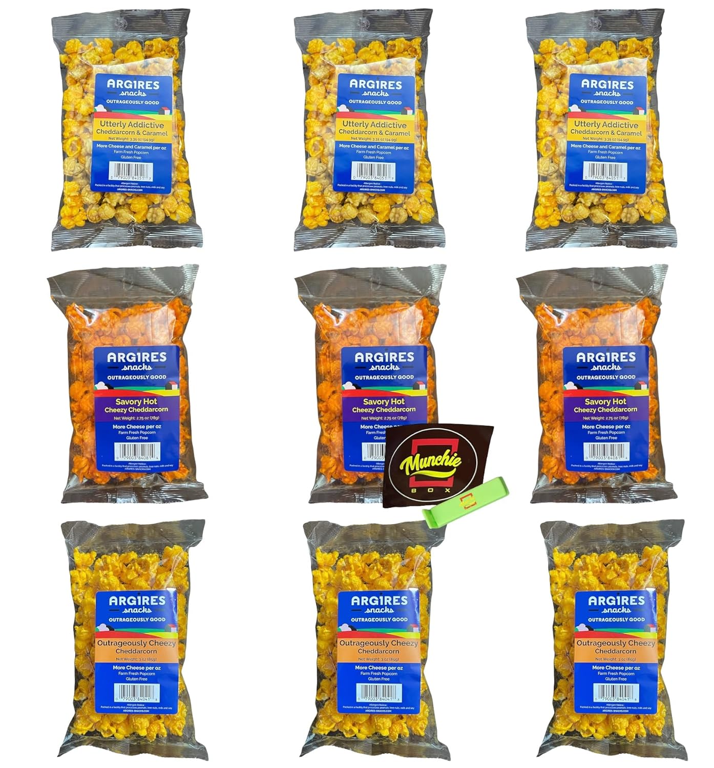 Argires Chicago Popcorn 3 oz Variety Pack 9 BAGS - Chicago Snack House