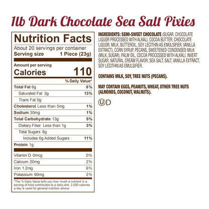 Fannie May Premium Dark Chocolate Sea Salt Pixies, Holiday Chocolate Gift Box, Gourmet Candy for Gifting, 1 lb