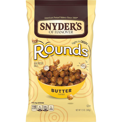 Snyder's of Hanover Pretzels, Rounds, Butter, 12 Oz