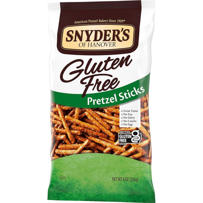 Snyder's of Hanover Pretzels, Gluten Free Pretzel Sticks, 8 Oz (Pack of 12)