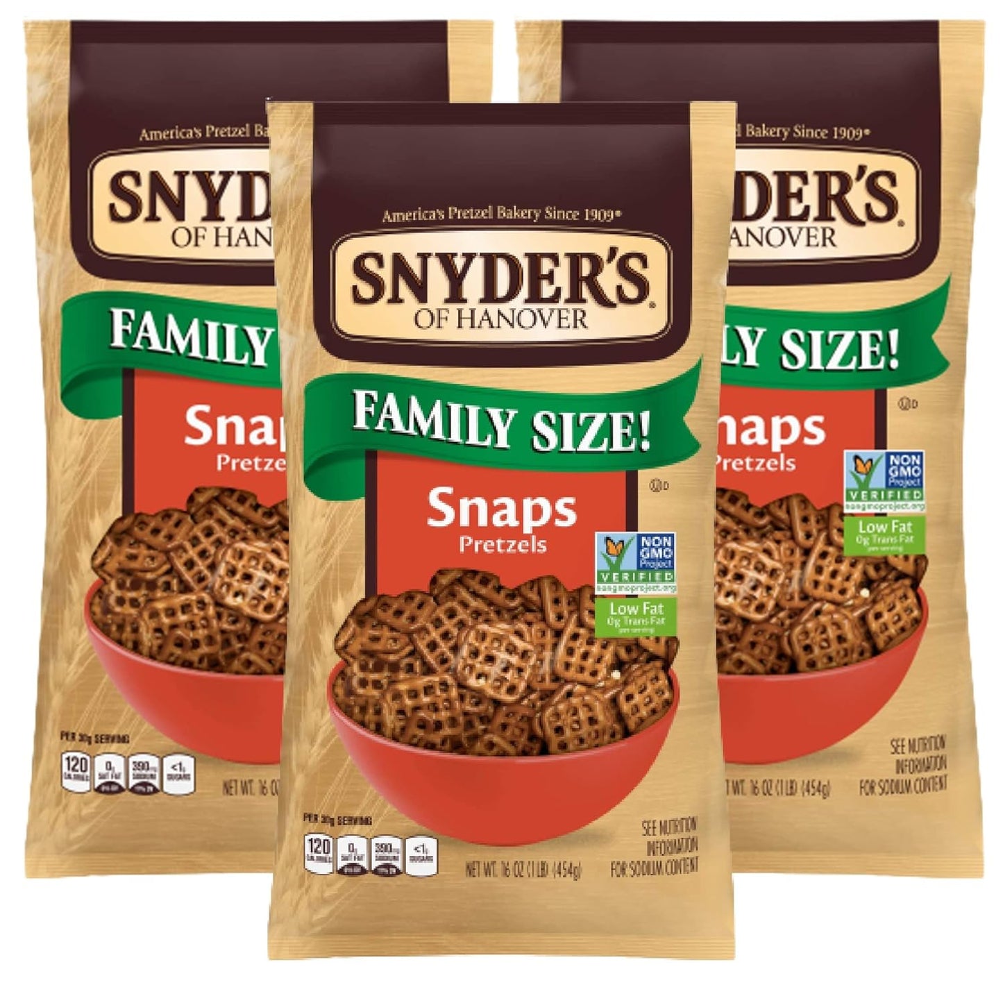Snyder's of Hanover Pretzel Snaps 16oz (Pack of 3)