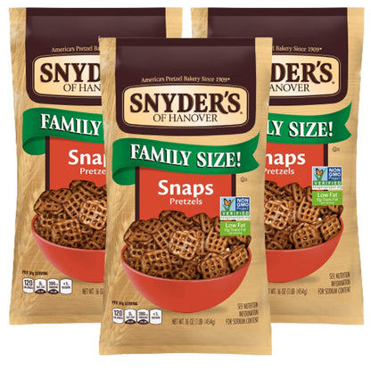 Snyder's of Hanover Pretzel Snaps 16oz (Pack of 3)