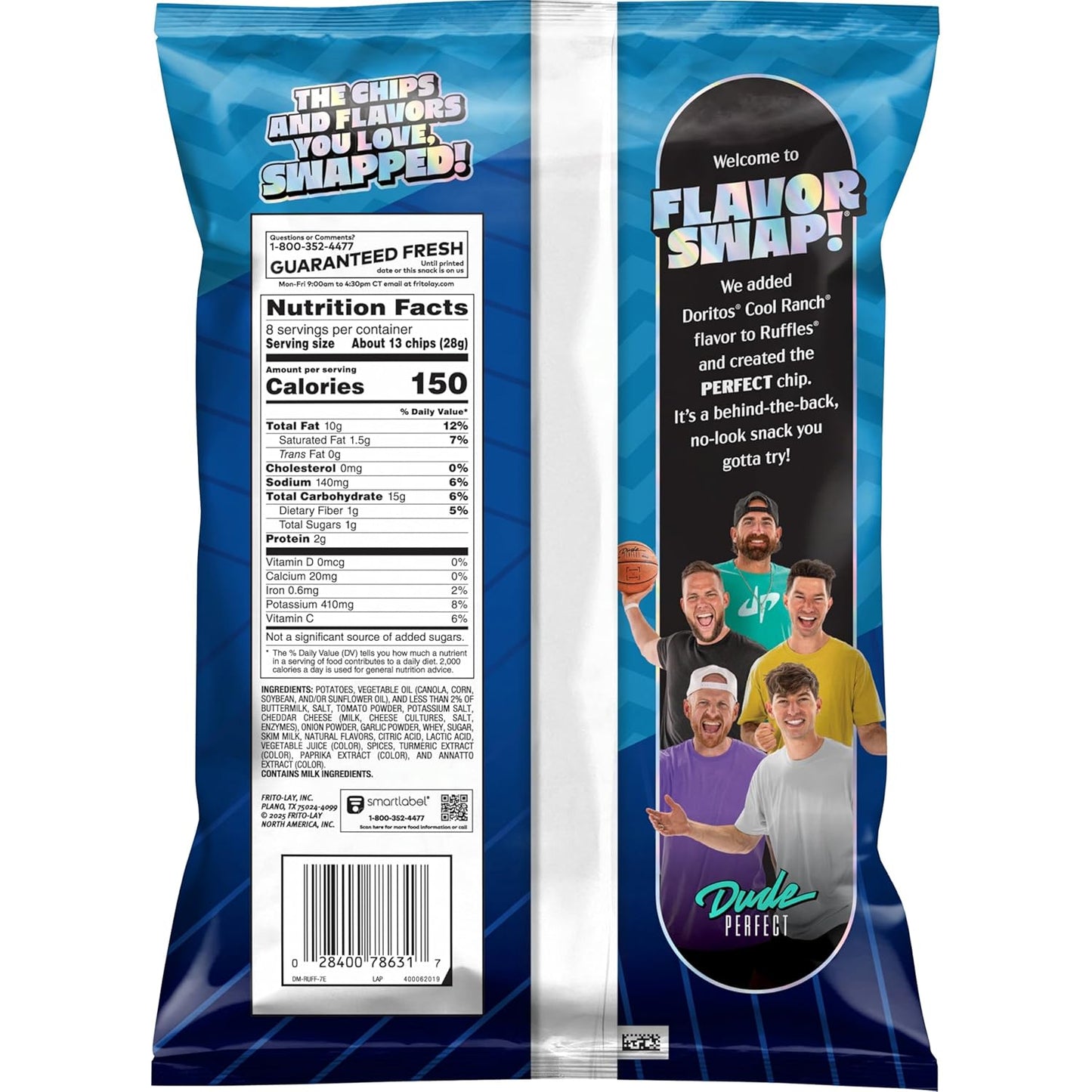 Ruffles Doritos Cool Ranch Flavor Swap Potato Chips, 8 oz Bag
