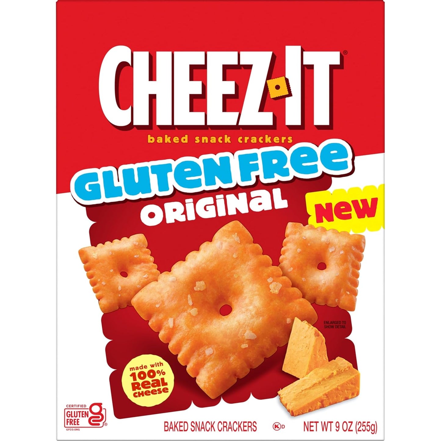 Cheez-It Baked Snack Crackers, Gluten Free, Lunch Snacks, Original, 9oz Box (1 Box)