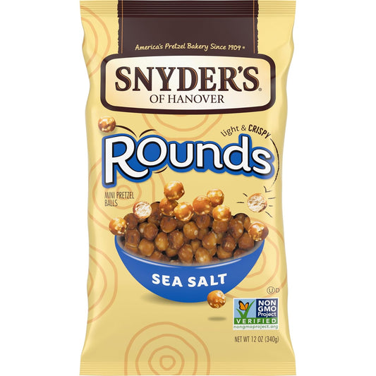 Snyder's of Hanover Sea Salt Rounds Mini Pretzel Balls, 12 Oz Bag