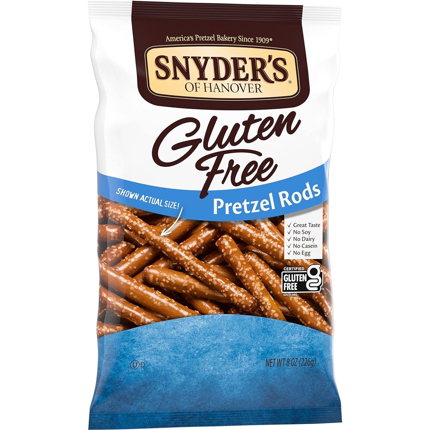 Snyder's of Hanover Gluten Free Pretzels, Gluten Free Rods, 8 Oz (Pack of 12)