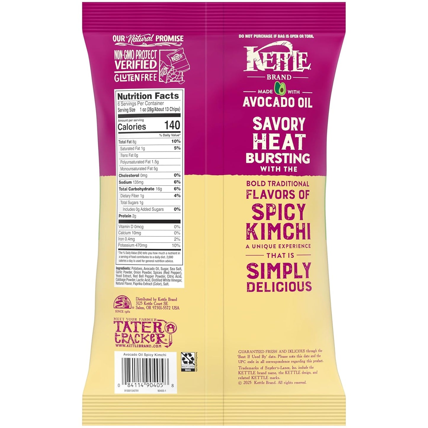 Kettle Brand Made with Avocado Oil Spicy Kimchi Potato Chips, 6 Oz Bag